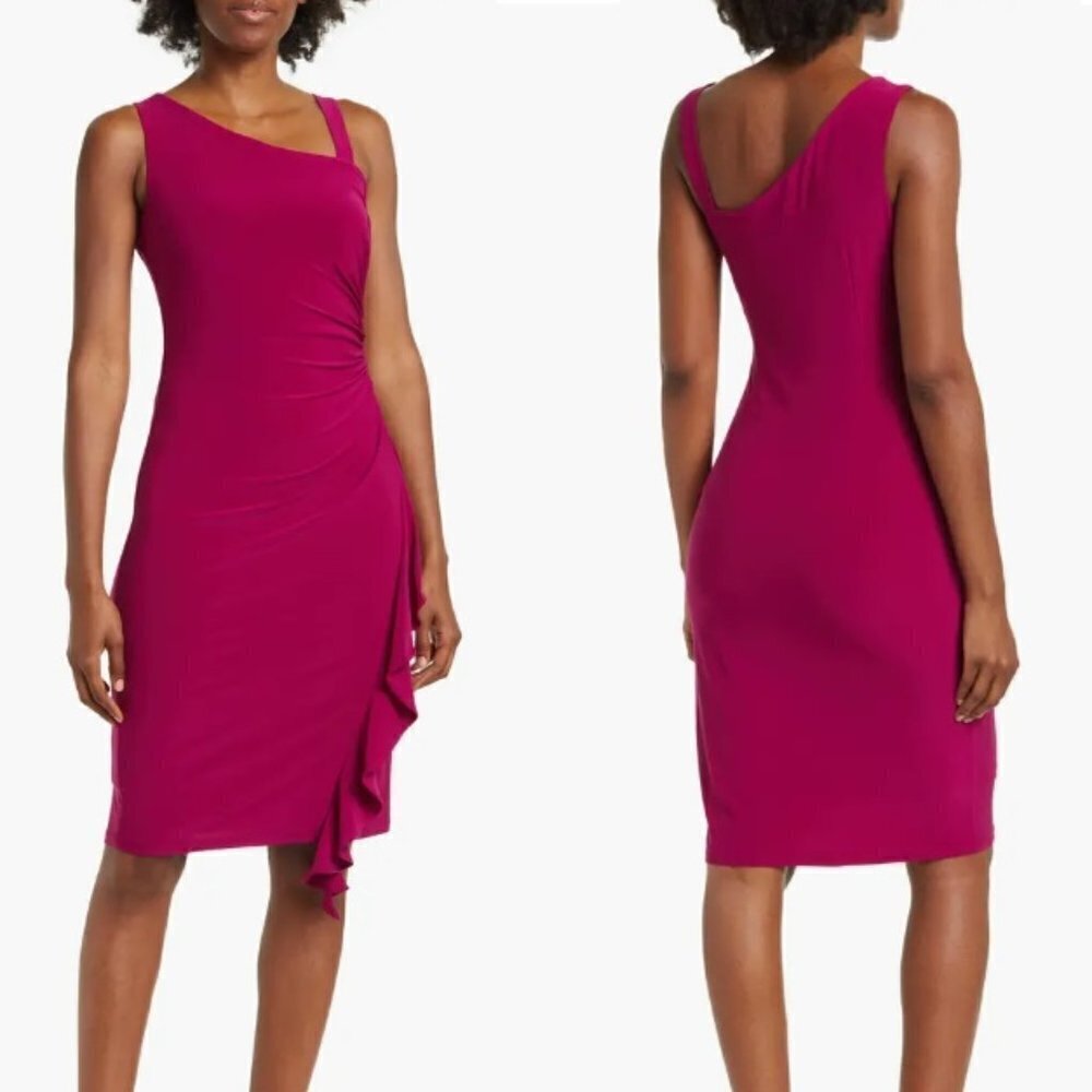 Vince Camuto Asymmetrical Side Ruched Dress, Size 6